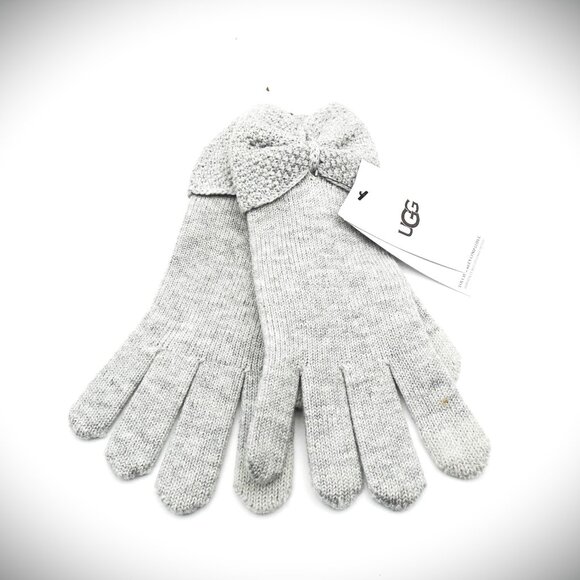 UGG Bow Knit Gloves in Greyheather Color One Size - Picture 3 of 5